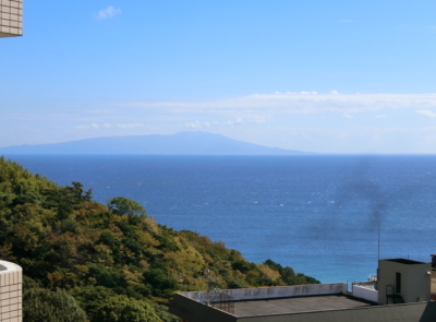 バルコニー左手　伊豆大島です