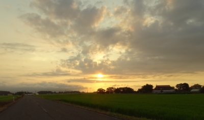 夕日に染まる日本海